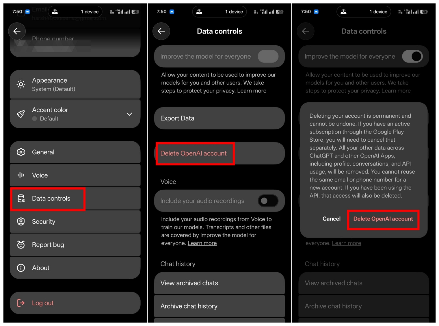 Delete Your ChatGPT Account Using the Mobile App