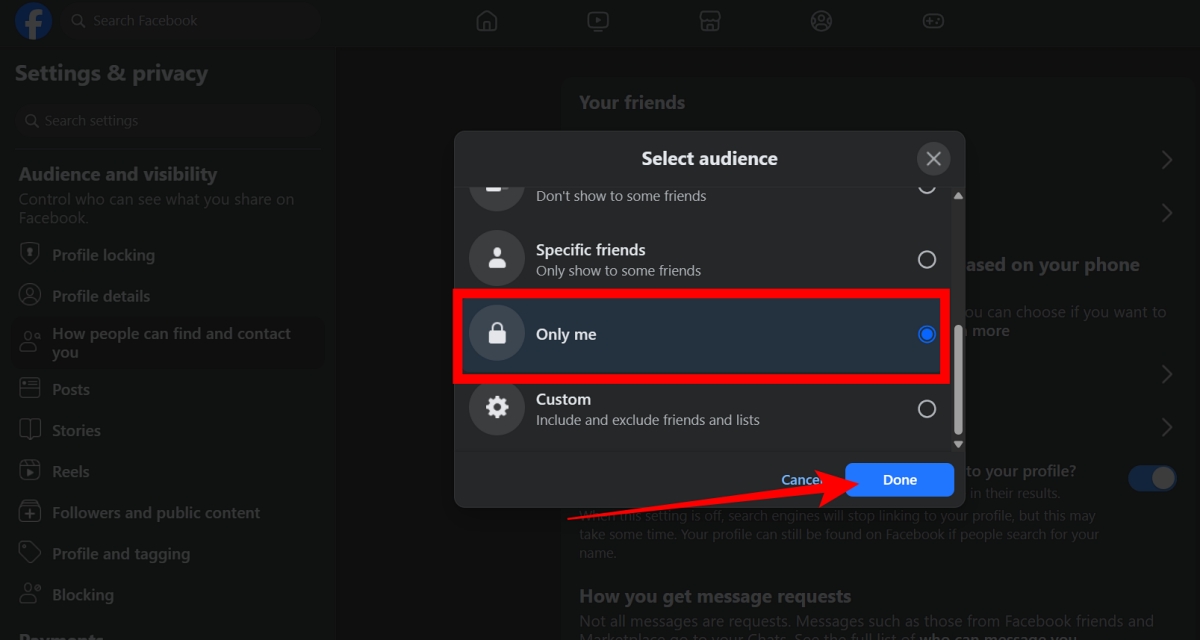 Hide Friends List on Facebook using desktop browser