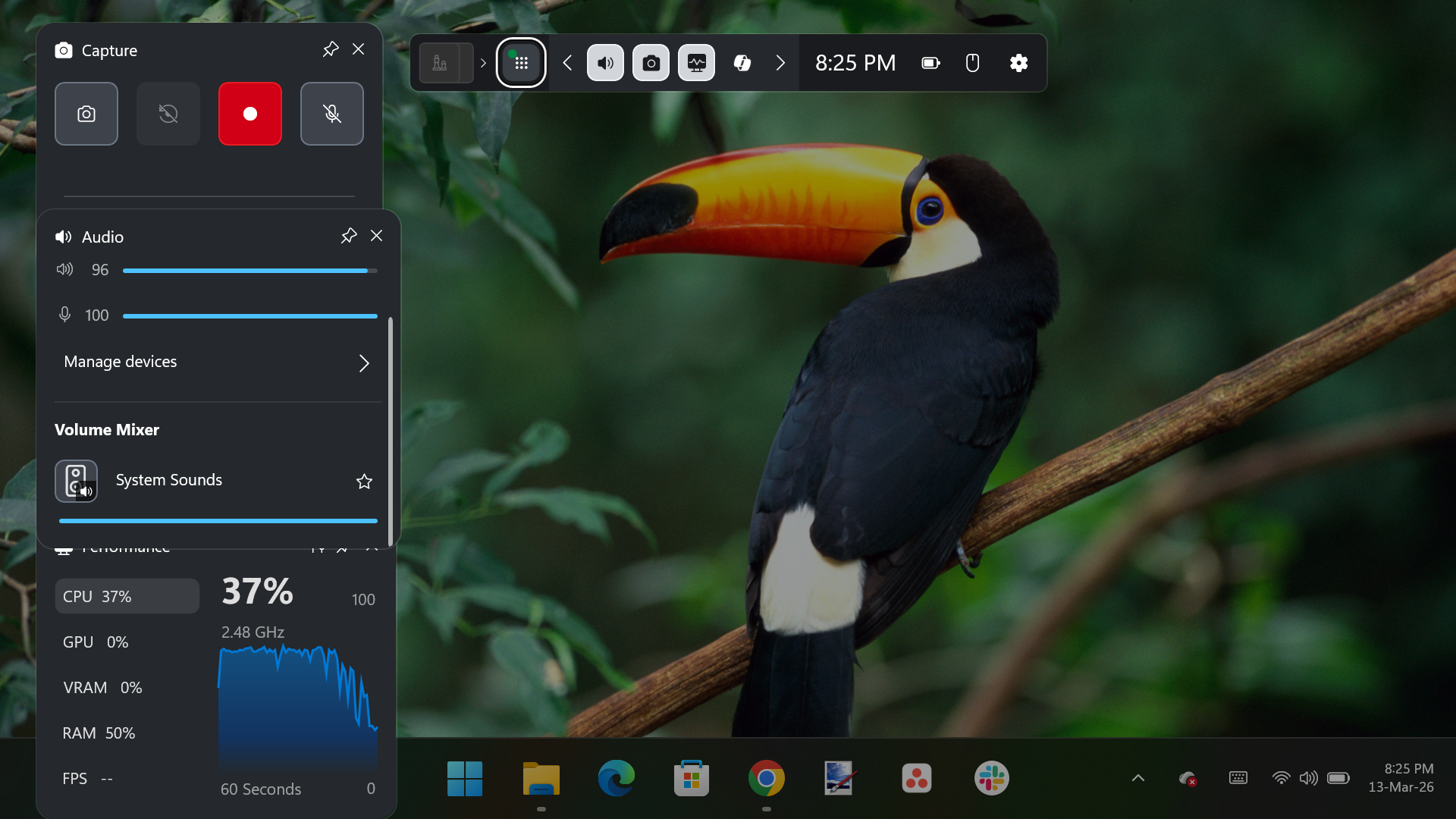 Open the Game Bar overlay