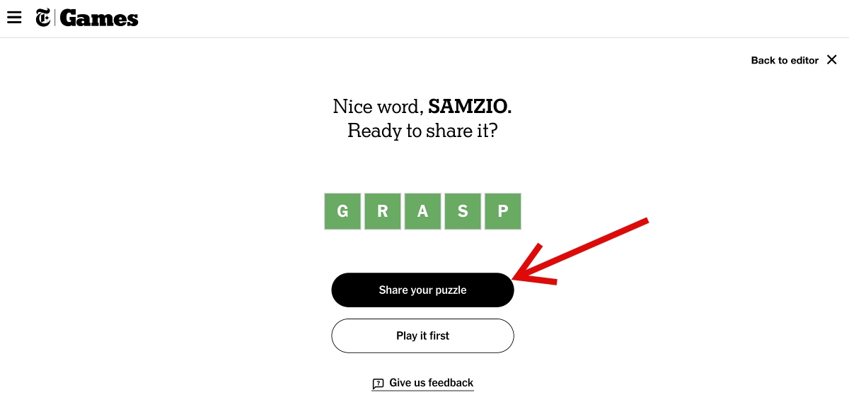 Share your Puzzle button
