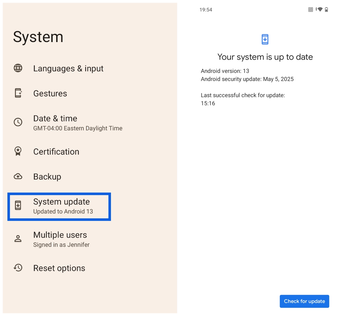 System update on Android