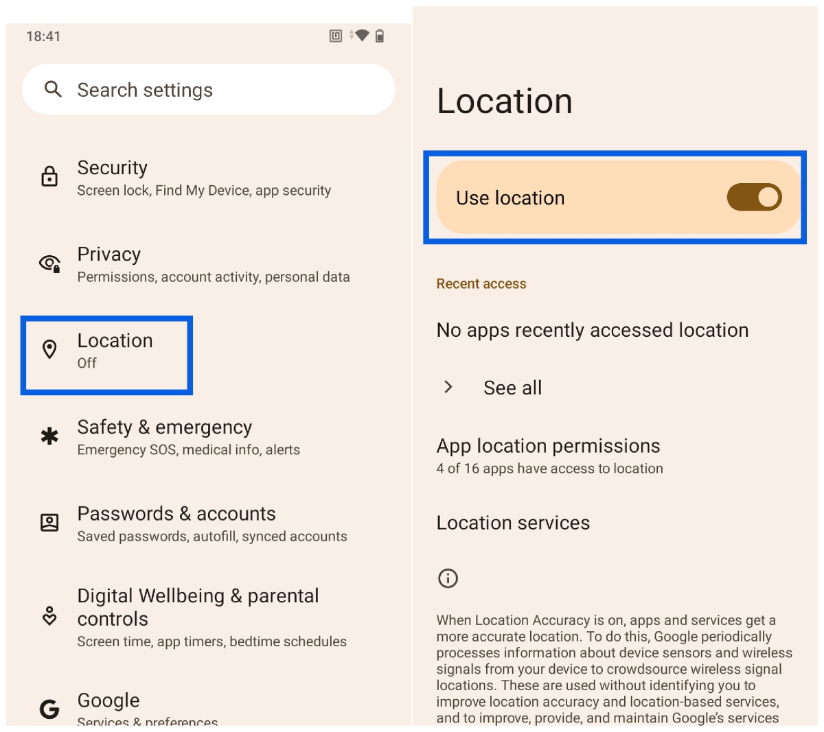 Turn On Location on Android
