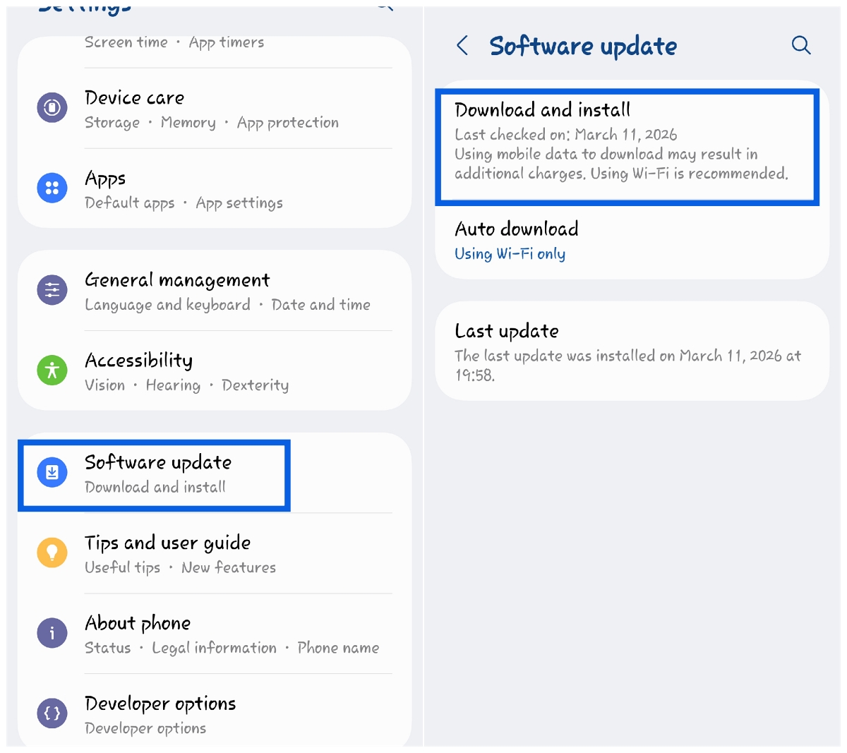 Update software on Samsung Galaxy phones