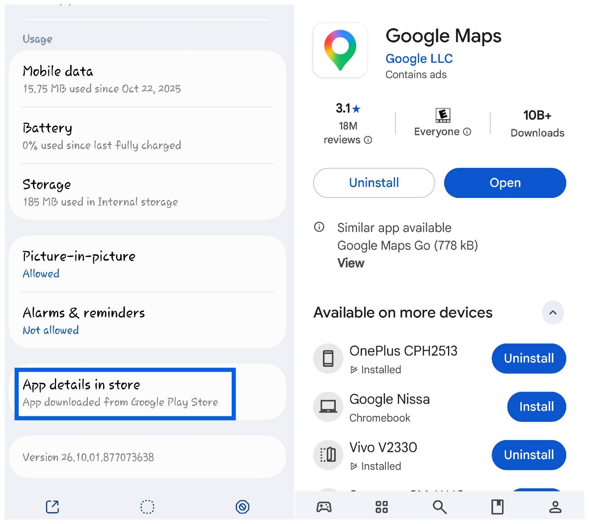 Update the Google Maps on Android