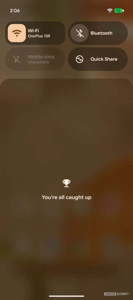 Beta 4 replaces that with You're all caught up