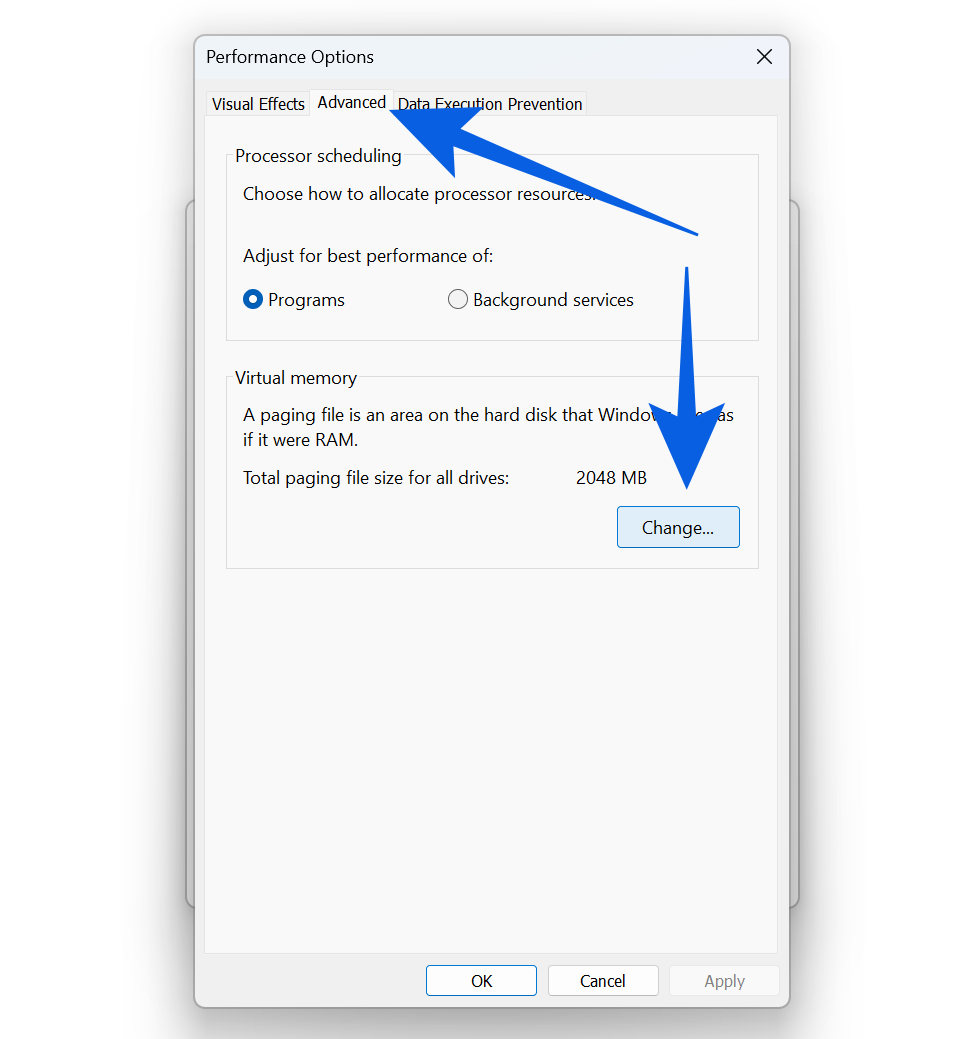 Change Virtual Memory Size