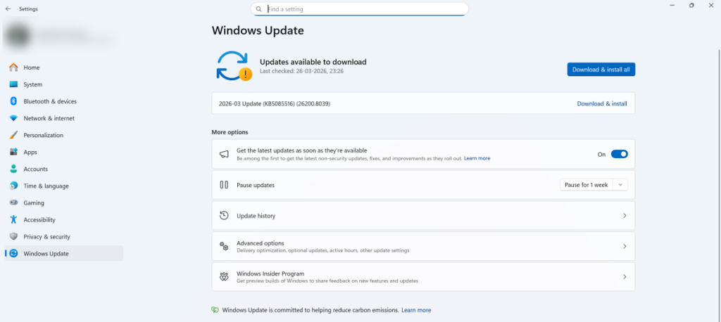 Check for Windows Update