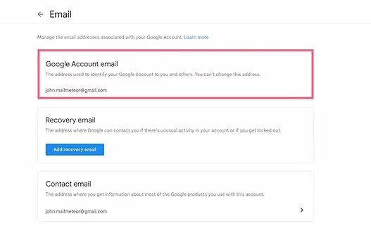 Click Google Account email