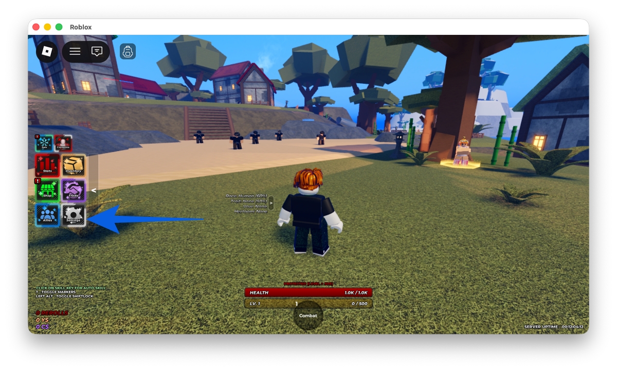 Click Settings on the left side of the screen