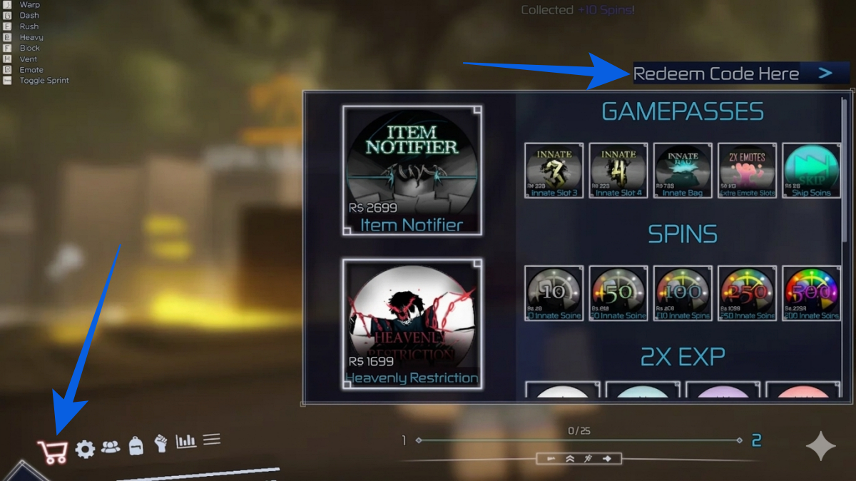 Redeem Jujutsu Infinite Codes From Inside the Game