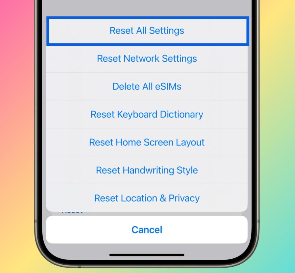 Reset All Settings
