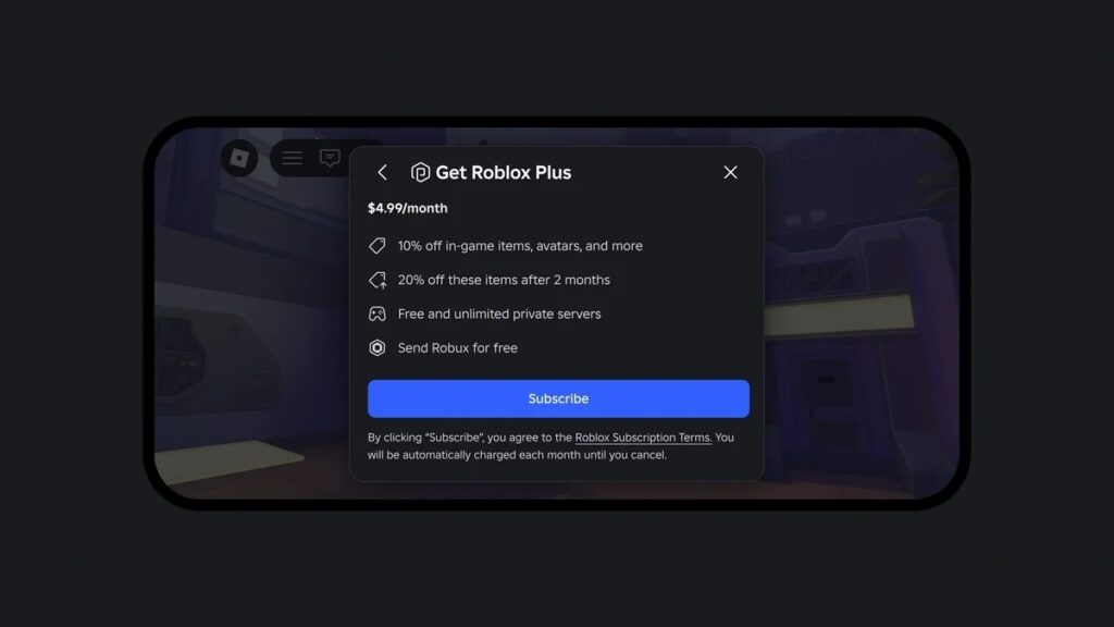 Subscribe Roblox Plus
