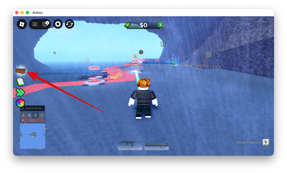 Click Chest icon in Navy Tycoon Game