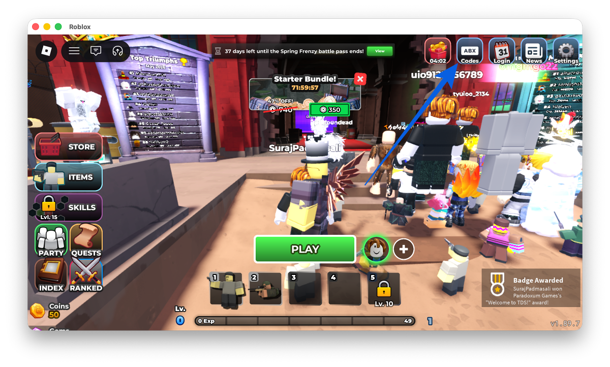 Click Codes in Tower Defense Simulator in Roblox