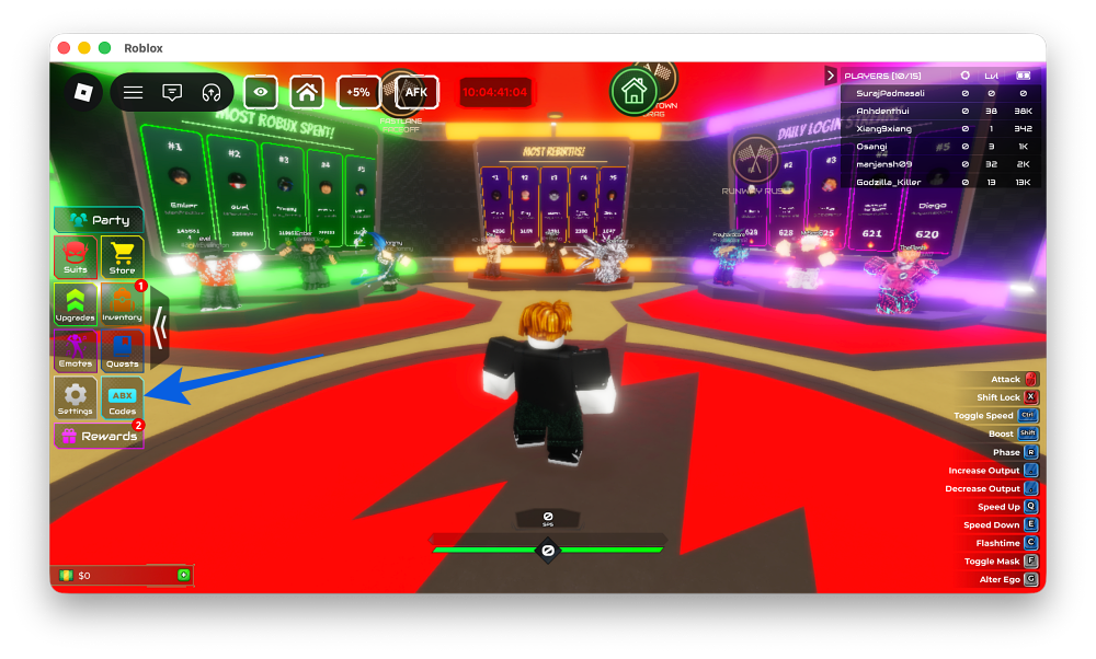 Click on Codes in Flashpoint Roblox game