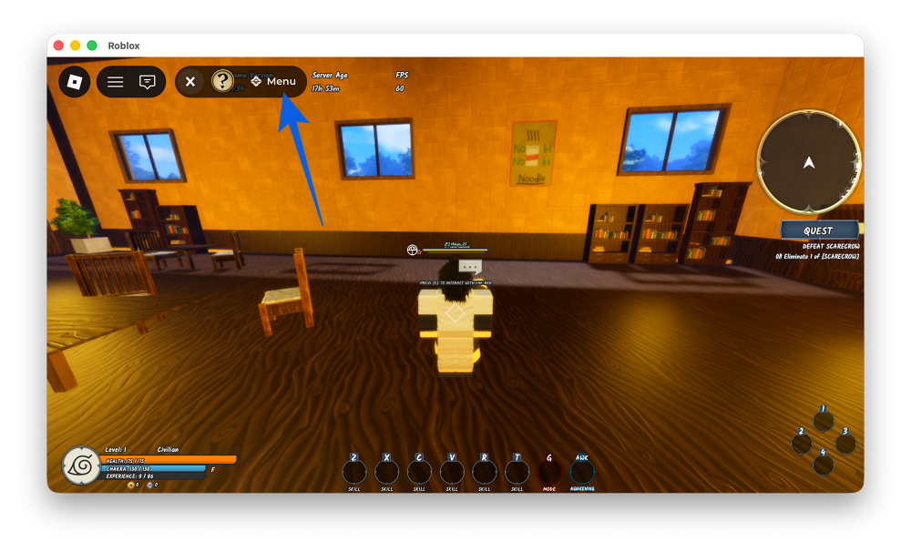 Click the Menu icon in Ninja Time