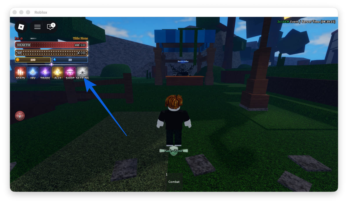 Open Roblox and launch Sailor Piece, click the Settings button.