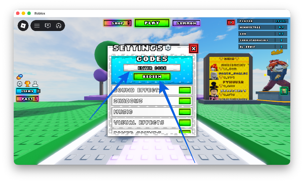Redeem Codes in Noob Tower Defense
