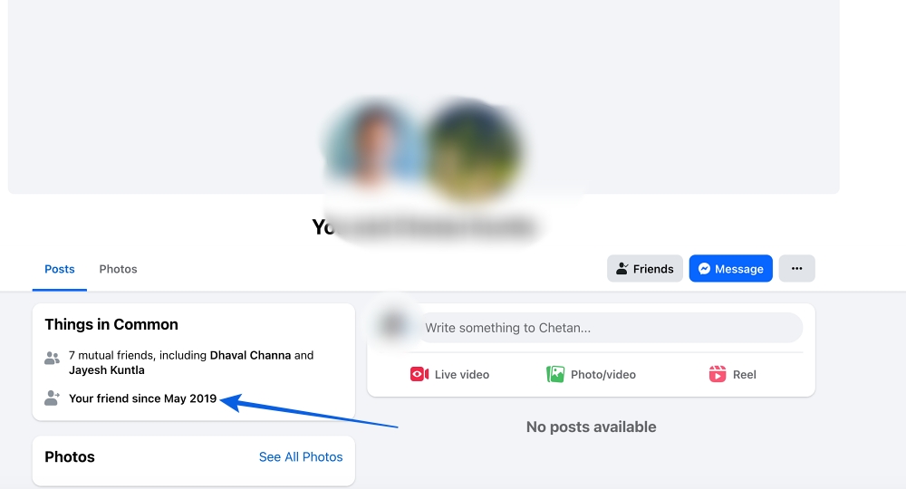 See When You Became Friends on Facebook on Desktop