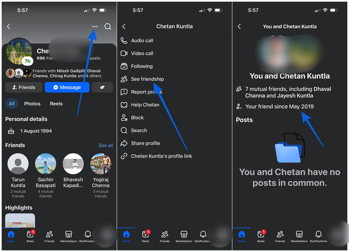 See When You Became Friends on Facebook on iPhone