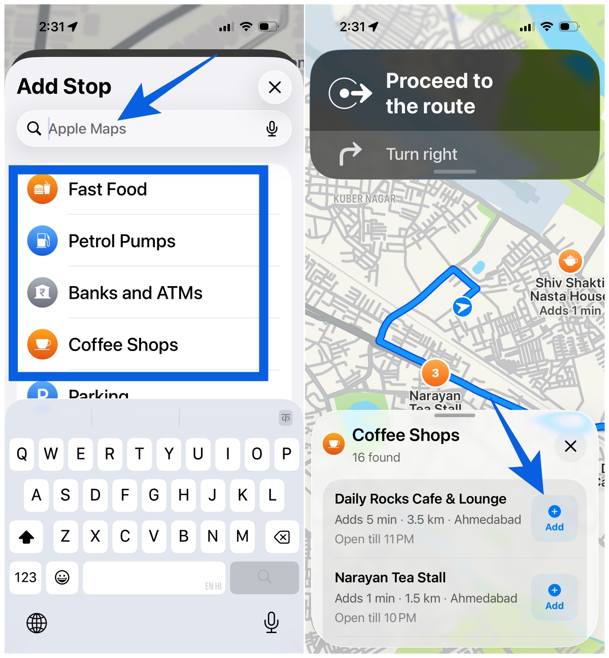 Select the Stop Place and Tap Add in Apple Maps