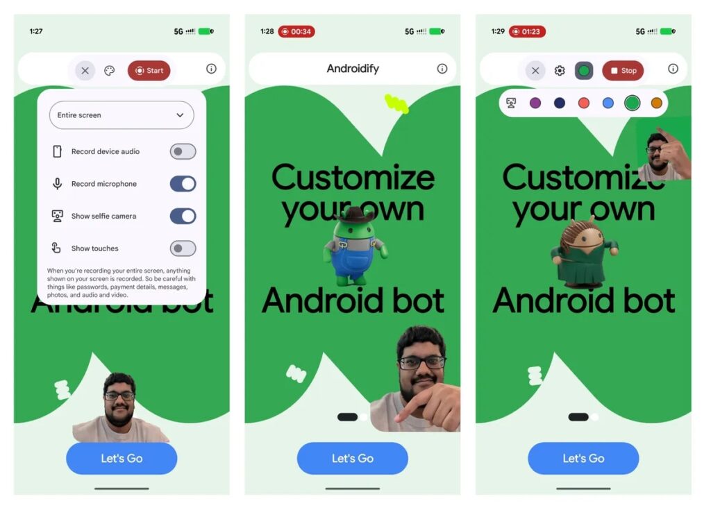 Android's native screen recorder