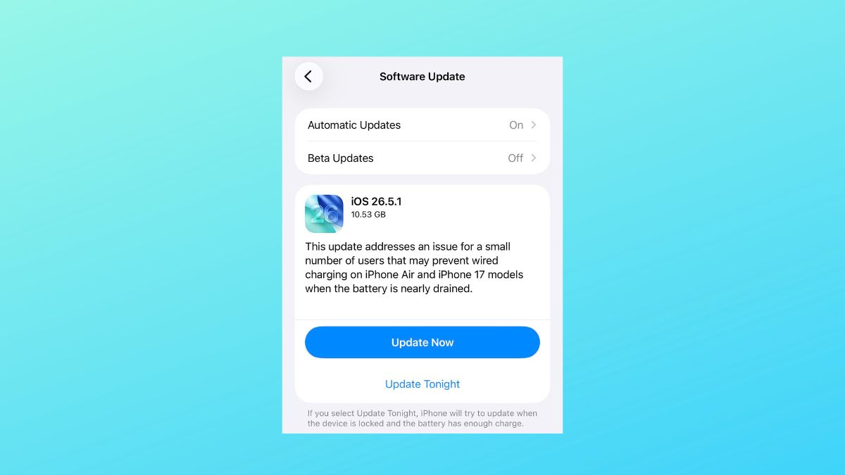 Apple Releases iOS 26.5.1 for iPhone 17 and iPhone Air