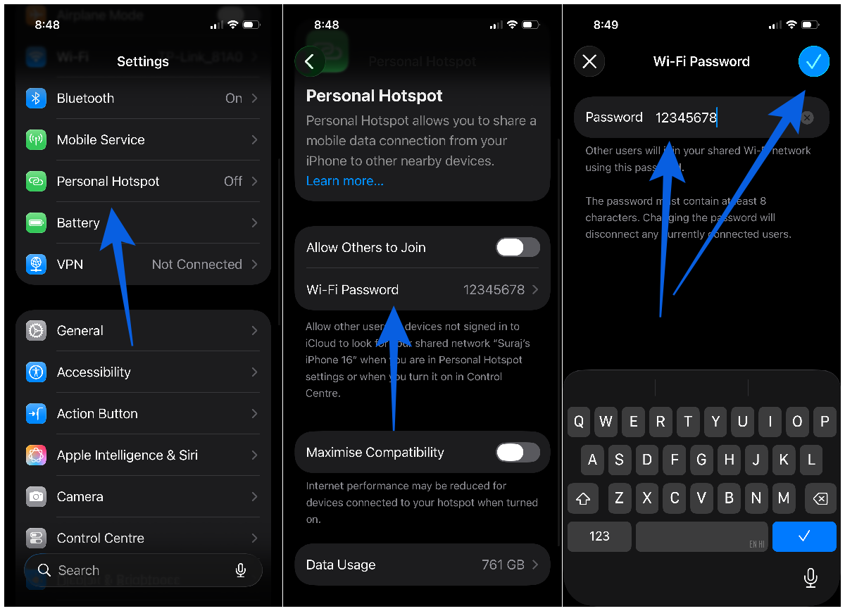 Change Hotspot Password on iPhone