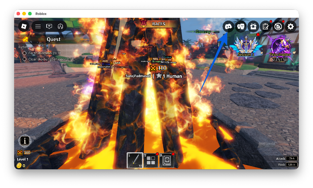 Click the Discord icon in Iron Soul Dungeon