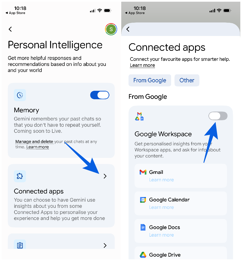 Enable Gemini Extensions on Mobile