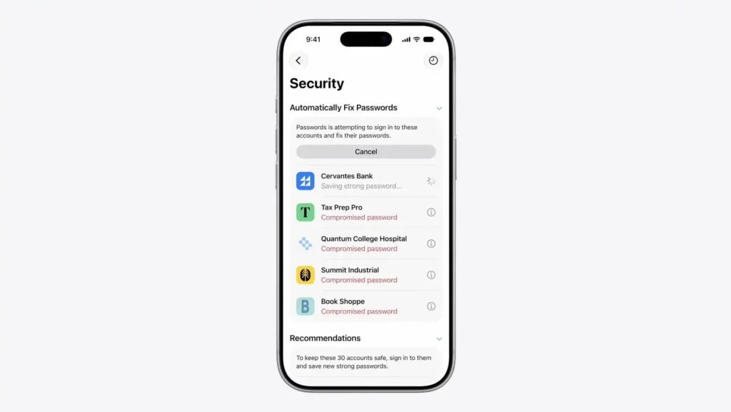 Passwords App Can Auto-Fix Weak Passwords