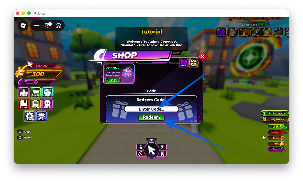 Redeem Codes in Anime Conquest Simulator