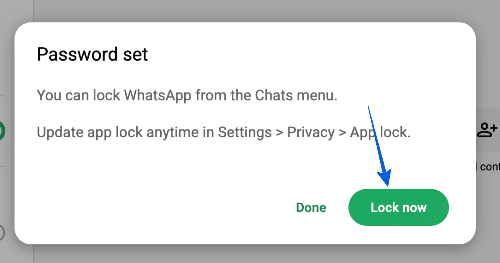 Click Lock Now in WhatsApp Web