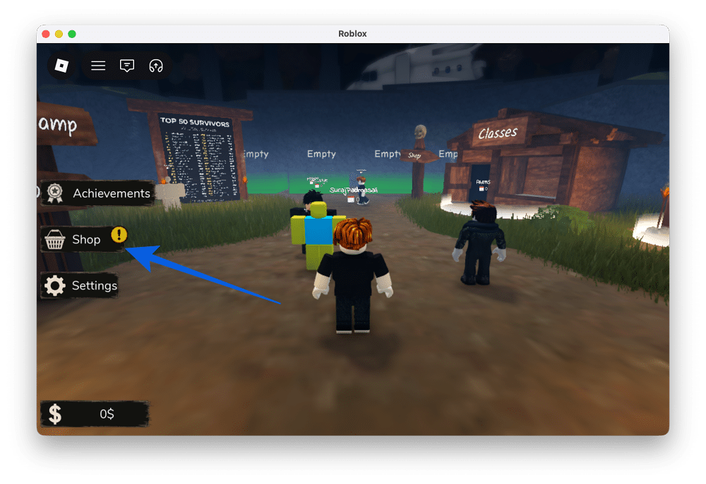 Click Shop button in Nightfall
