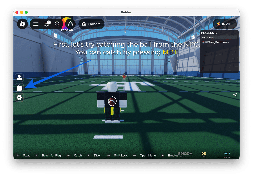 Click Shop in Flag Football on Roblox