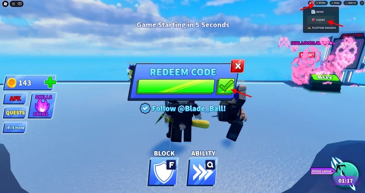 Redeem Blade Ball Codes