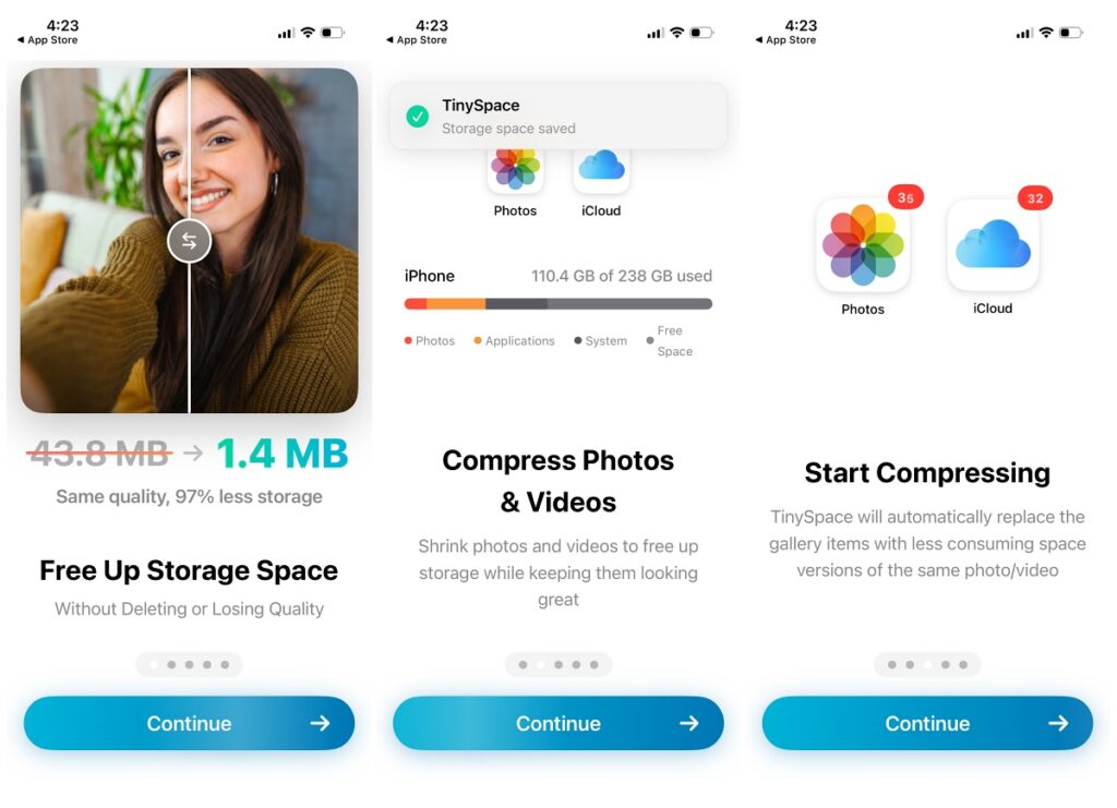 Tiny Space Free Up Storage Key Features