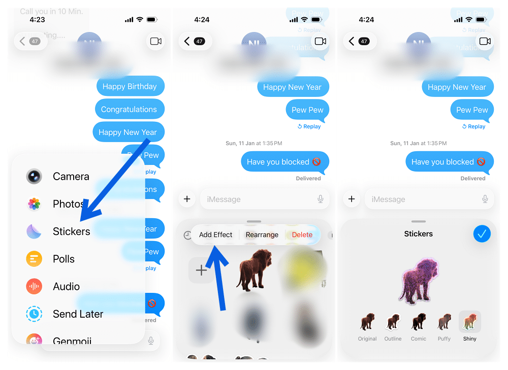 Add Effects to iPhone Stickers