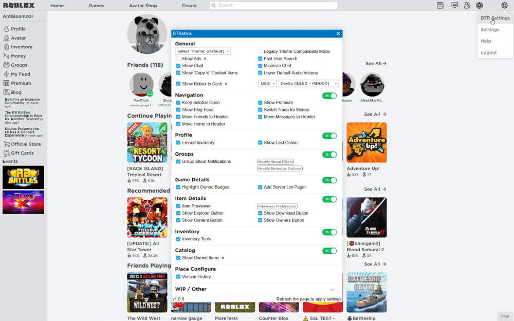 BTRoblox Chrome Extension