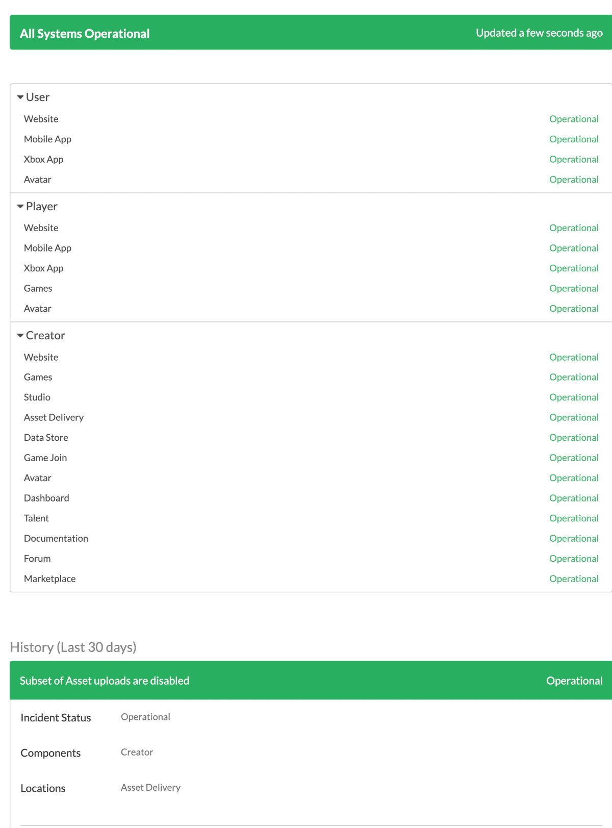 Check the official Roblox status page