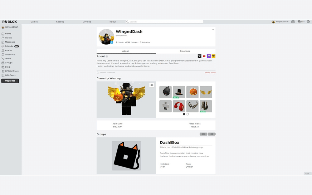 DashBlox Roblox Chrome Extension