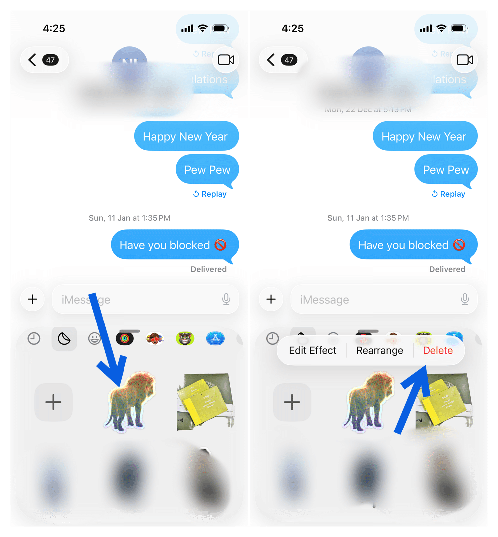 Delete a Sticker on iPhone
