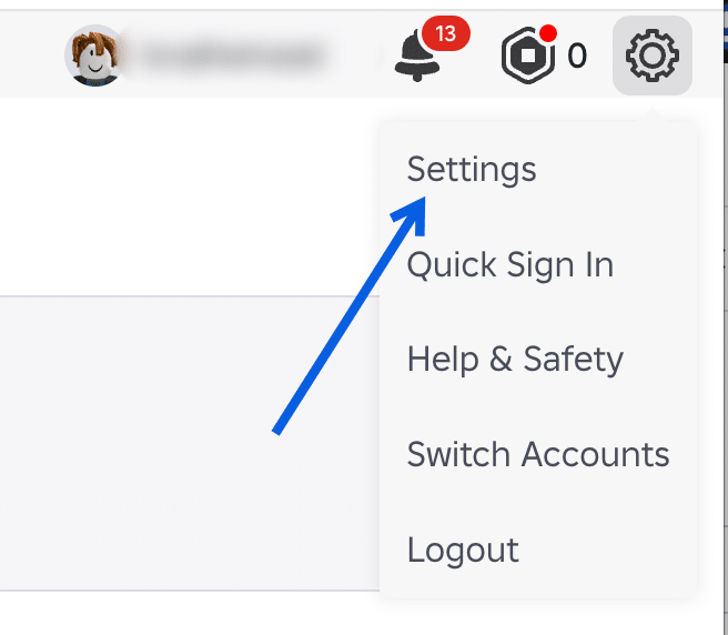 Open Settings in Roblox