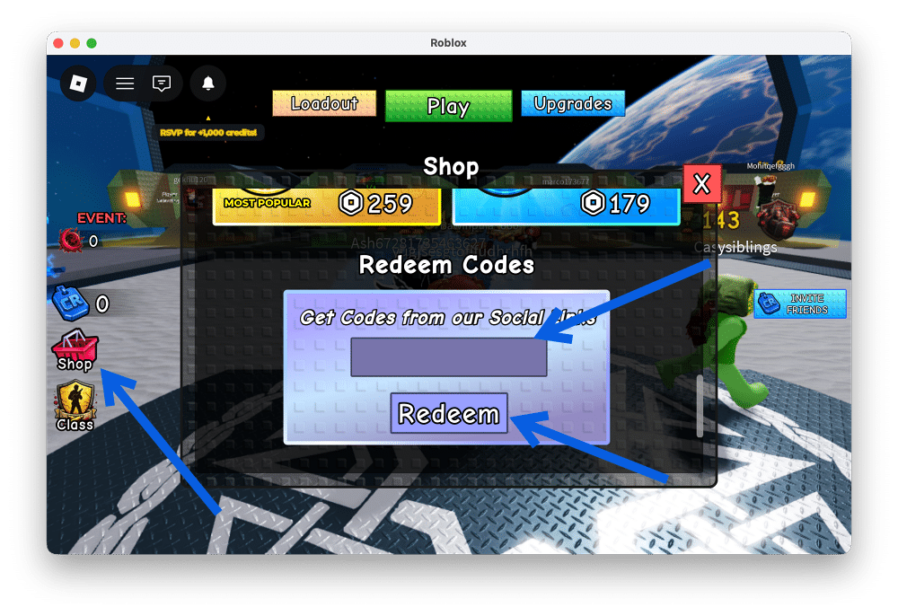 Redeem Codes in Survive Zombie Arena