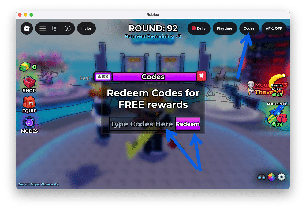 Redeem Snipers VS Runners Codes