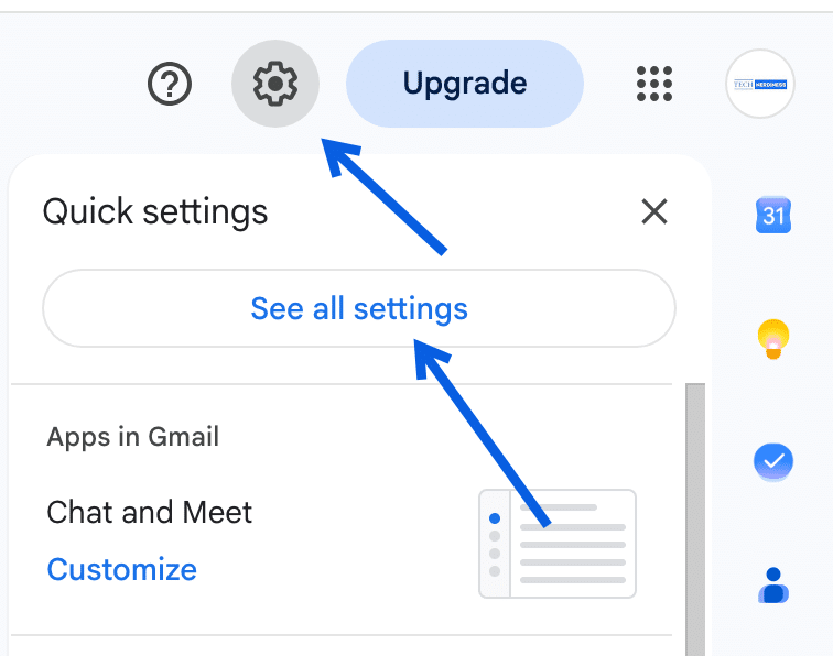 Select See all settings in Gmail Settings