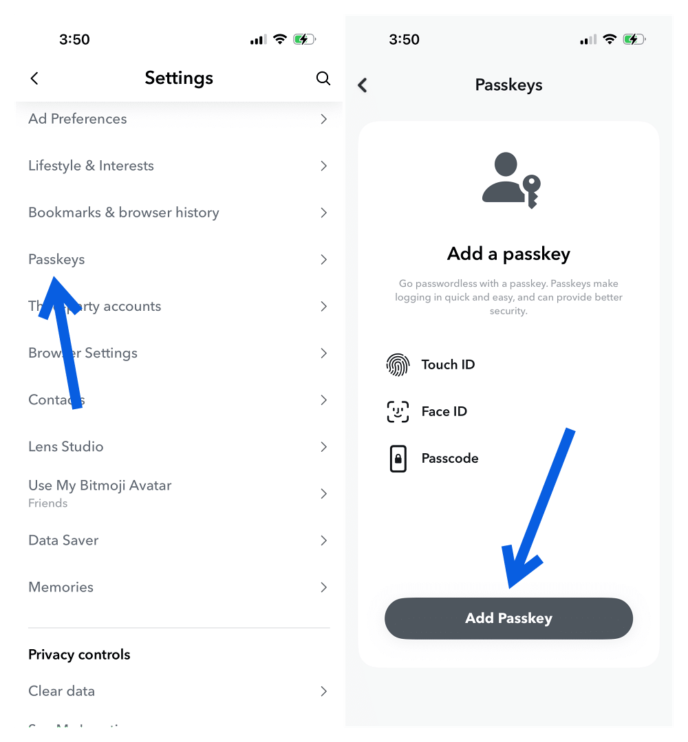 Set Up a Snapchat Passkey