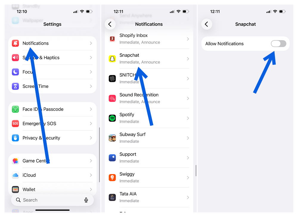 Turn Off Snapchat Notification on iPhone