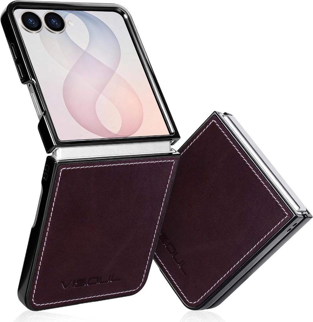 VISOUL Genuine Leather Case for Samsung Galaxy Z Flip 8