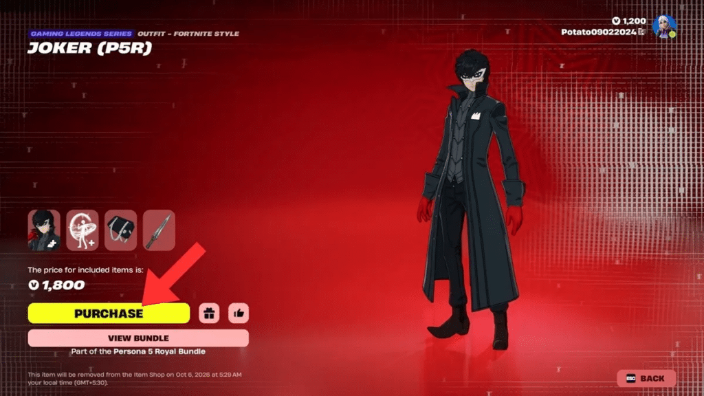 Buy the Joker skin in Fortnite